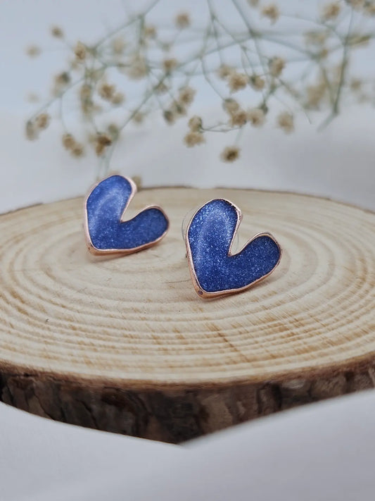Dark Blue Heart Enamel Casual Stud