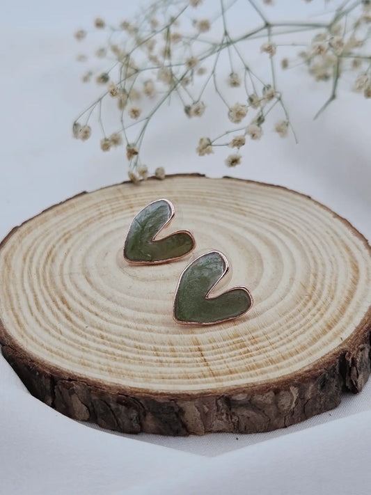 Green Heart Enamel Casual Stud