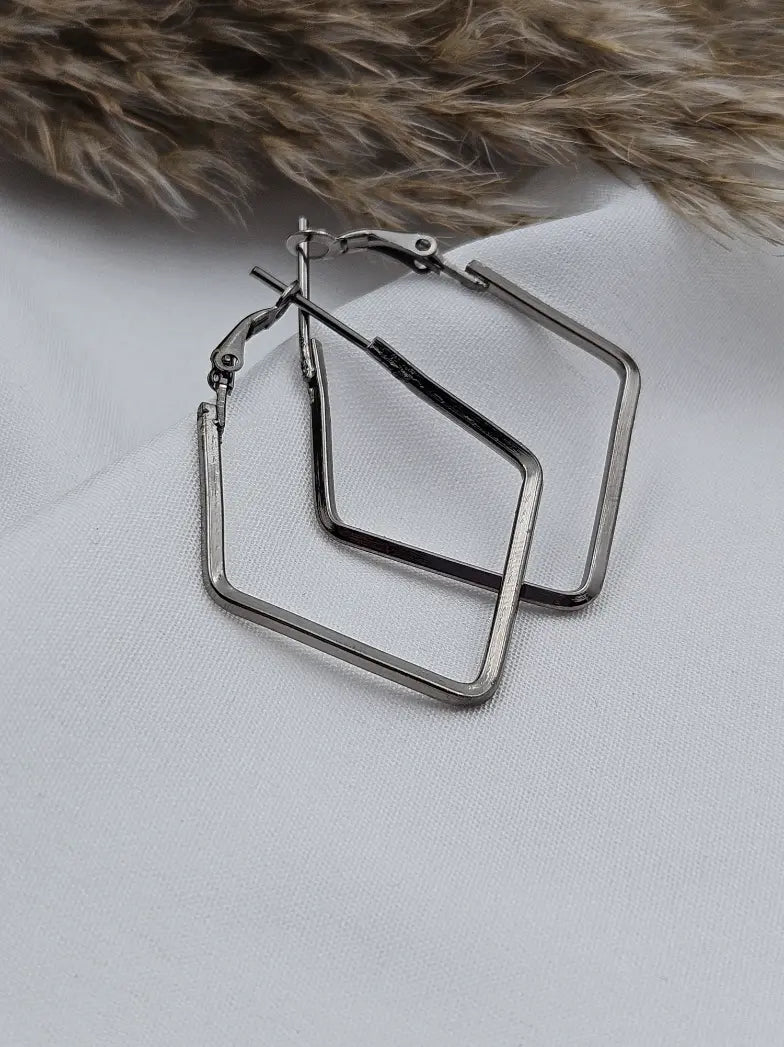 Daily Use Diamond Hoops - Grey