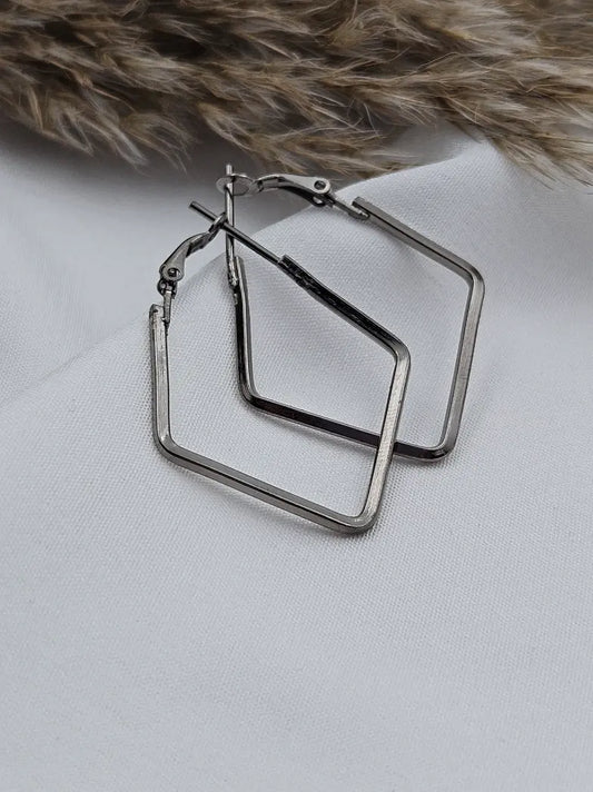 Daily Use Diamond Hoops - Grey
