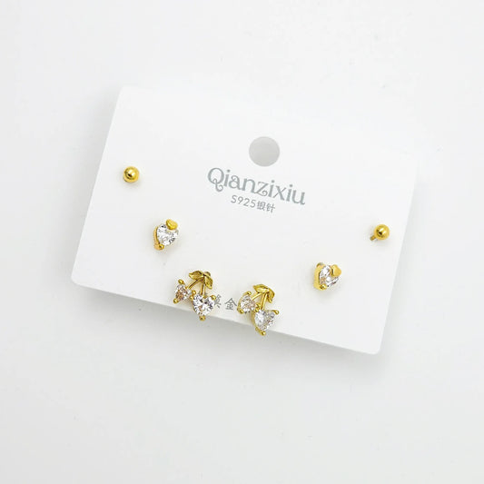 cherry diamond - gold combo set