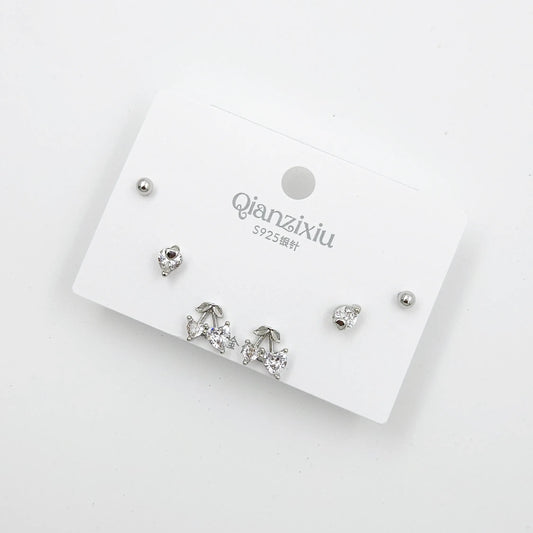 cherry diamond - silver combo set