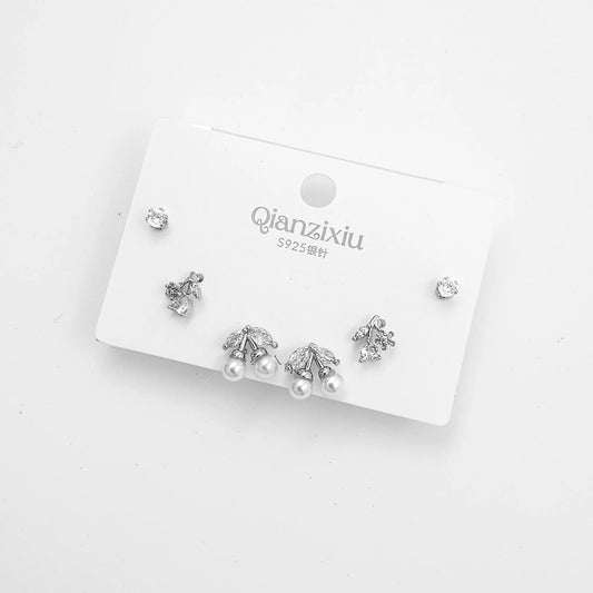 cherry pearl set - silver combo set