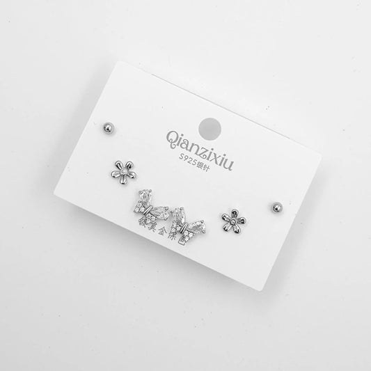 Butterfly flower -silver combo set