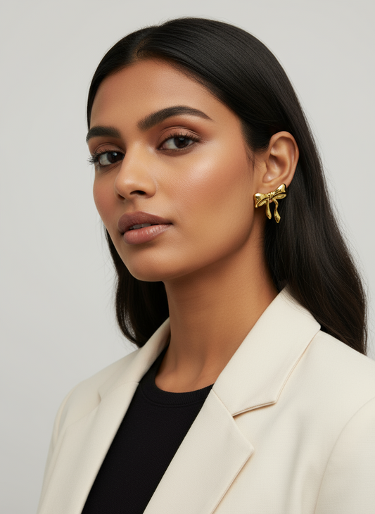 Bow statement earrings