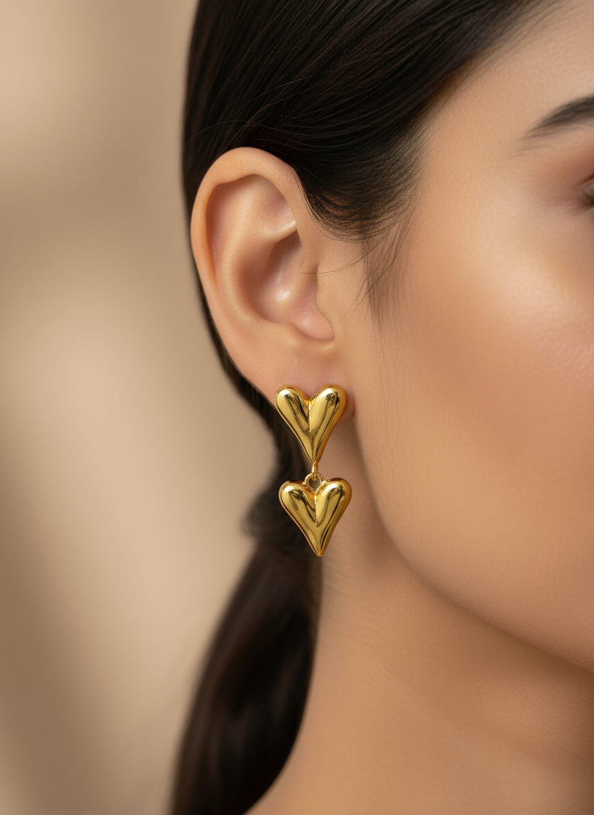 Heart drop earrings