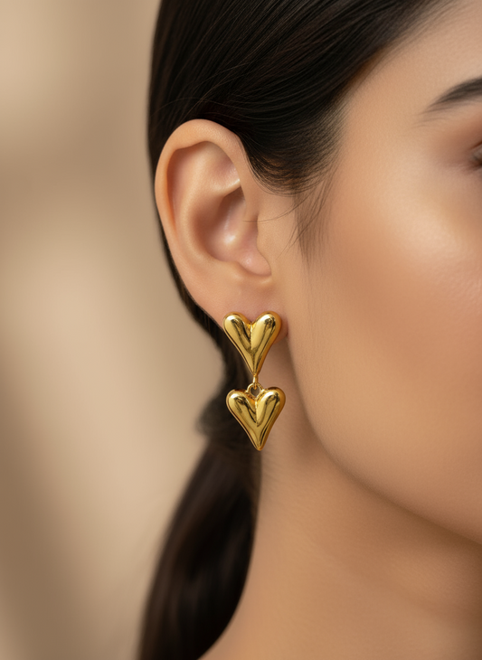 Heart drop earrings