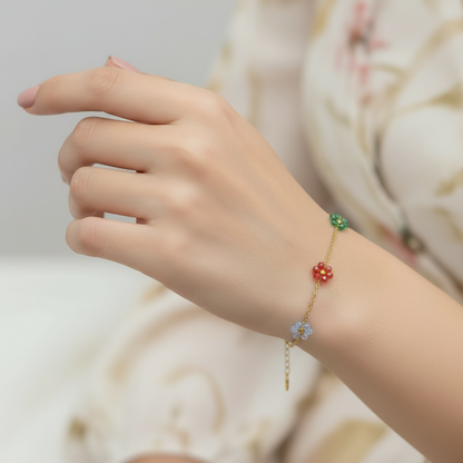 Vibrant flower chain bracelet
