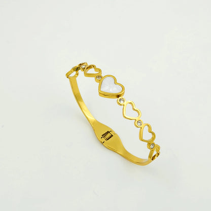 Heart in white stone bangle bracelet