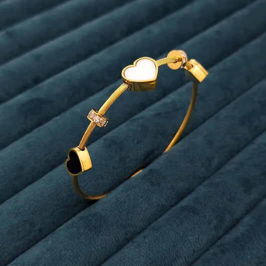 Heart lock bangle bracelet