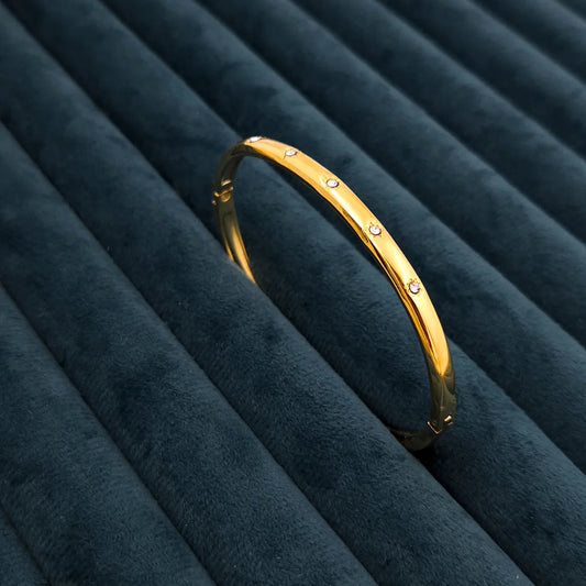 Stone studded - thin adult bangle bracelet