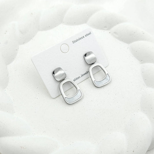 Silver box earrings