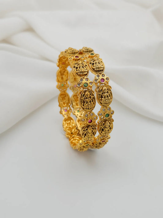 Floral Lakshmi Bangles - Set of 2