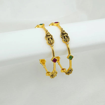 Lakshmi goddess thin sized corner bangles - set of 2