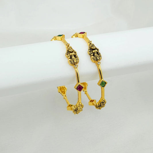 Lakshmi goddess thin sized corner bangles - set of 2