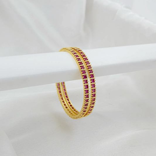 Shiny Red Square Stone Bangle for Function