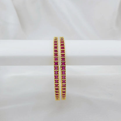 Shiny Red Square Stone Bangle for Function