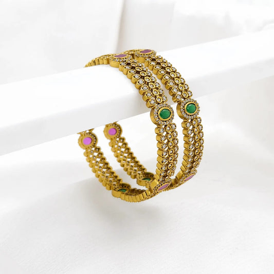 Women's Multicolour Stone Bangles - Set of 2
