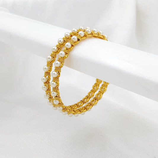 Pearl Diamond Cut Bangles - Set of 2