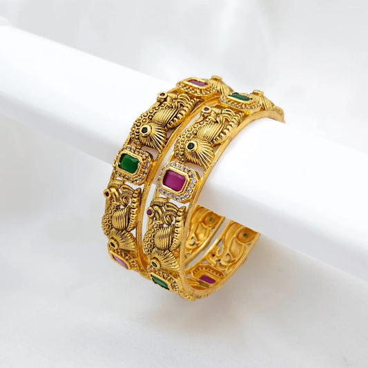 Grand Peacock Bangle for Wedding - Set of 2