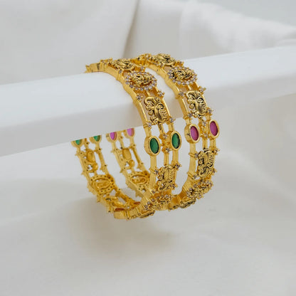 Triple layer Lakshmi elephant premium bangles - set of 2