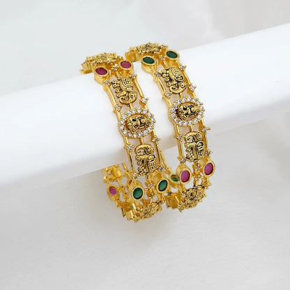 Triple layer Lakshmi elephant premium bangles - set of 2