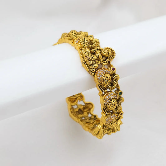 Peacock stone studded lakshmi goddess kada bangle - Single piece - Bridal