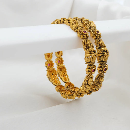 Devi Floral Bangles - Set of 2 - Antique Set
