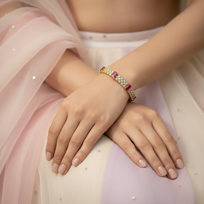 Grand Ruby Red Stone Bangles for Wedding Function