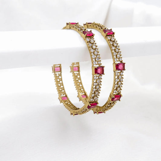 Grand Ruby Red Stone Bangles for Wedding Function