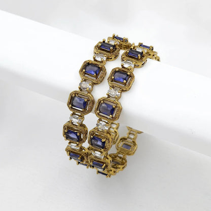 Purple Square stone grand bangles for events- set of 2