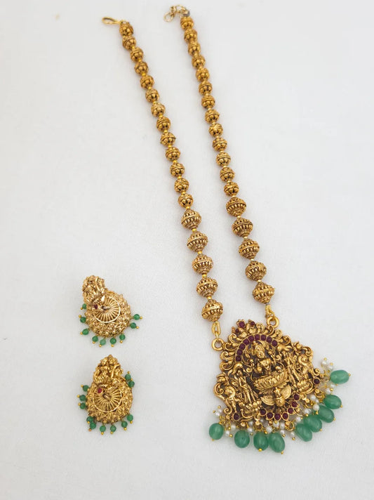 Kemp Lakshmi Goddess Grand Haaram set - One gram Gold