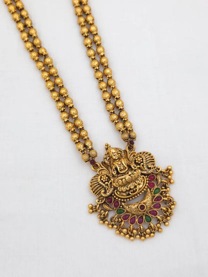 Lakshmi Gold Beads Double Layer Long Haram set
