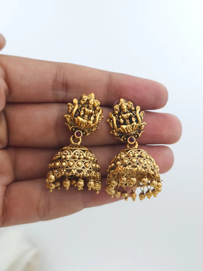 Lakshmi Goddess Golden Beads Two Layer Haram Set