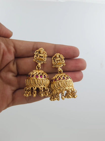 Grand Lakshmi Idol Temple Jewelery with Peacock in 3D Look Haram Set