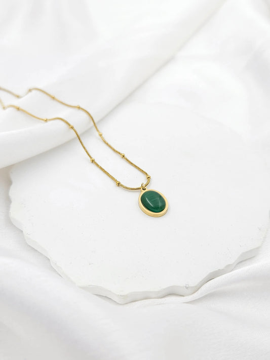 Shiny Green Pendant Necklace - Daily Wear Girls