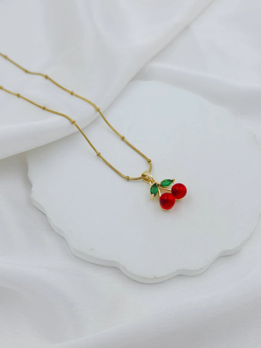 Cherry Lady Pendant Necklace - Daily Wear - Waterproof