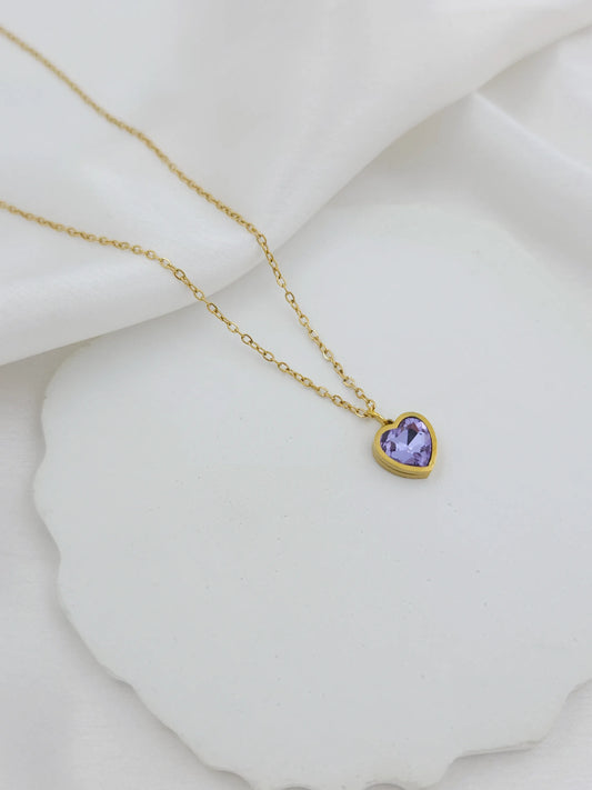 Anti Tarnish Purple Heart Pendant Necklace - Daily Wear