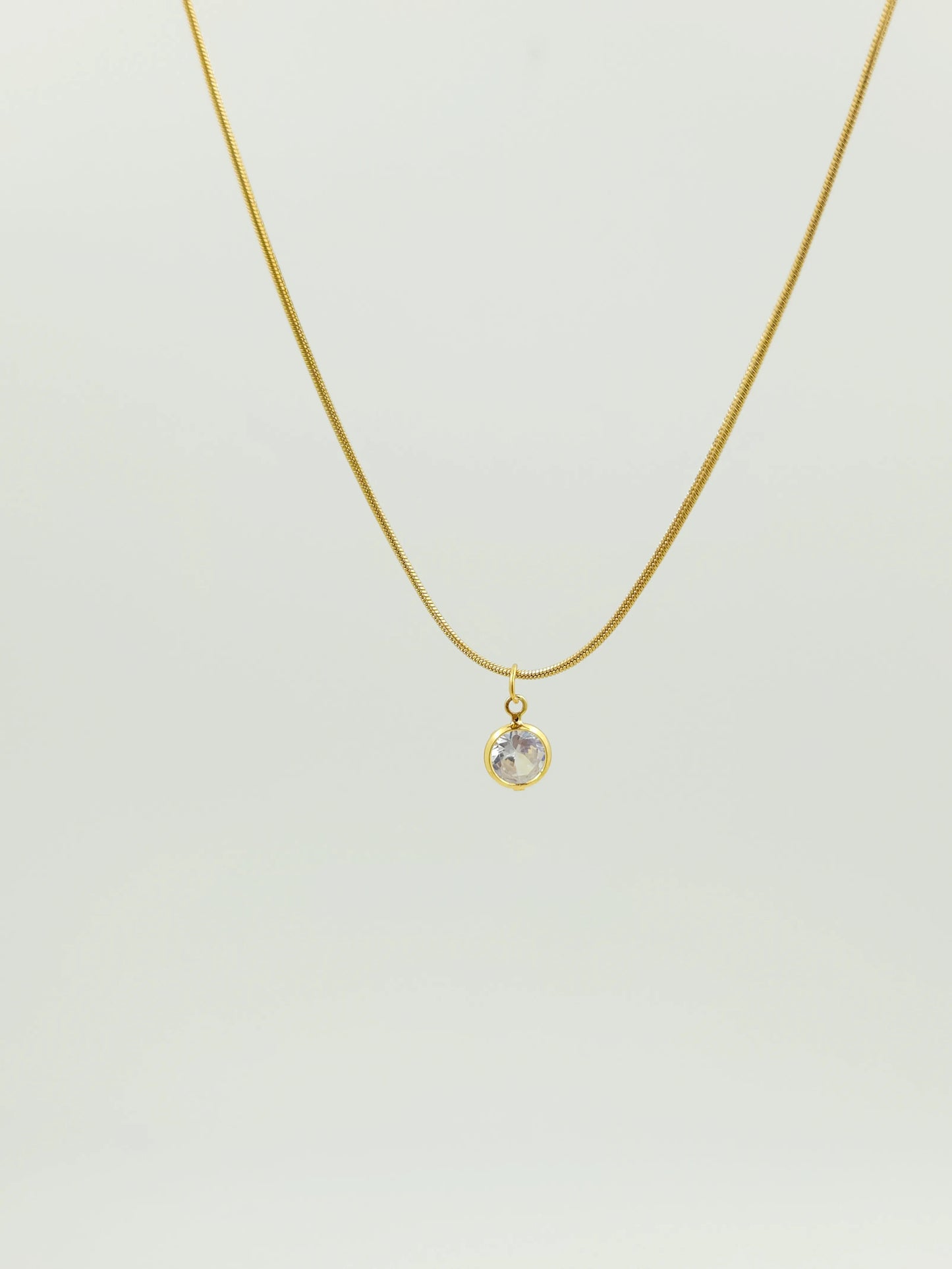 18K Gold Plated Dainty Stone Pendant Necklace - Office Wear