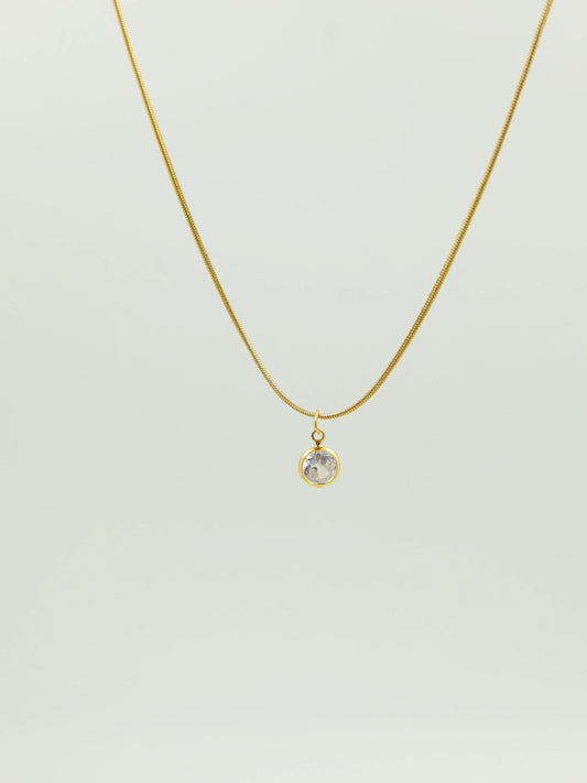 18K Gold Plated Dainty Stone Pendant Necklace - Office Wear