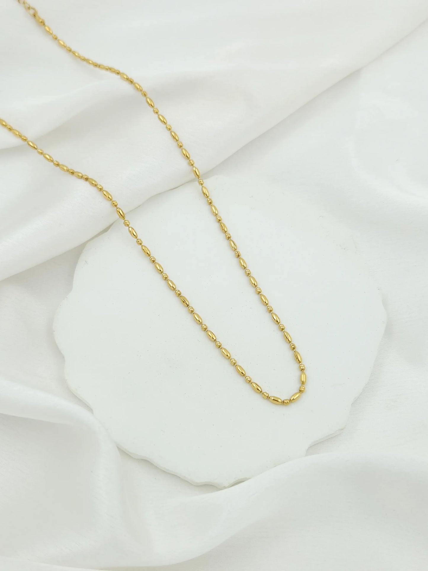 Women Anti Tarnish Beaded 18K Gold Chain