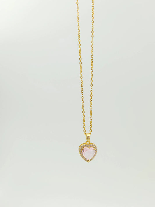 Pink Heart Girls Pendant Necklace - Waterproof