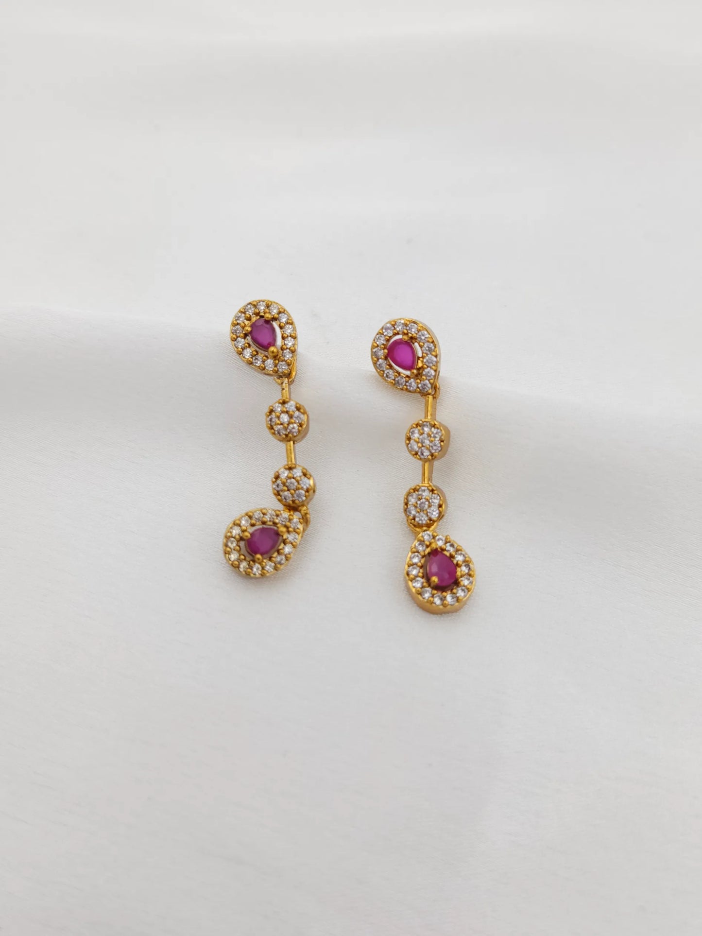 Two Layer Drop AD Red Necklace with Earrings