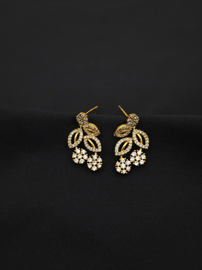 Leaf Floral Grand AD Necklace with Earrings