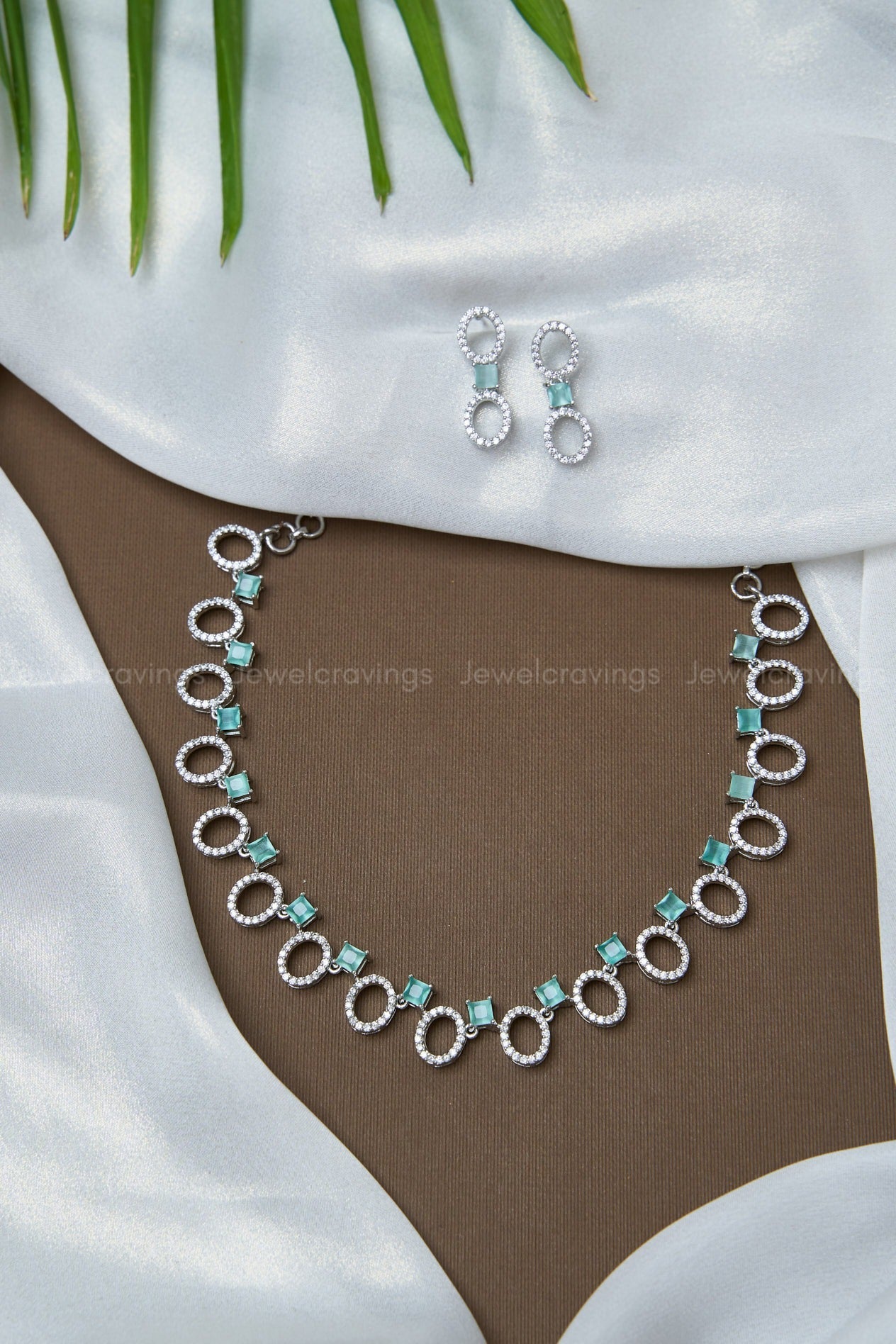 Circle Sparkles Necklace with Earrings (With Colour options)