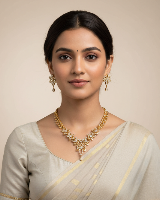 Floral Monday Necklace with Earrings