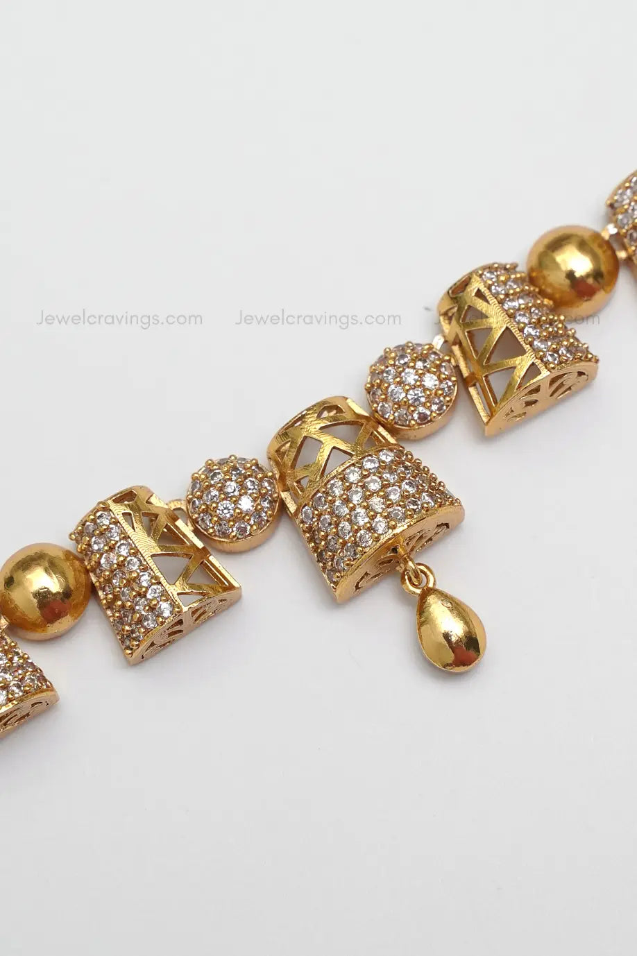 Gold Sheen American Diamond Necklace with Earrings