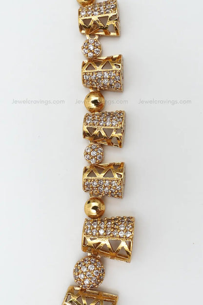 Gold Sheen American Diamond Necklace with Earrings