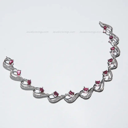 Elegant Silver American Diamond Necklace with Earrings