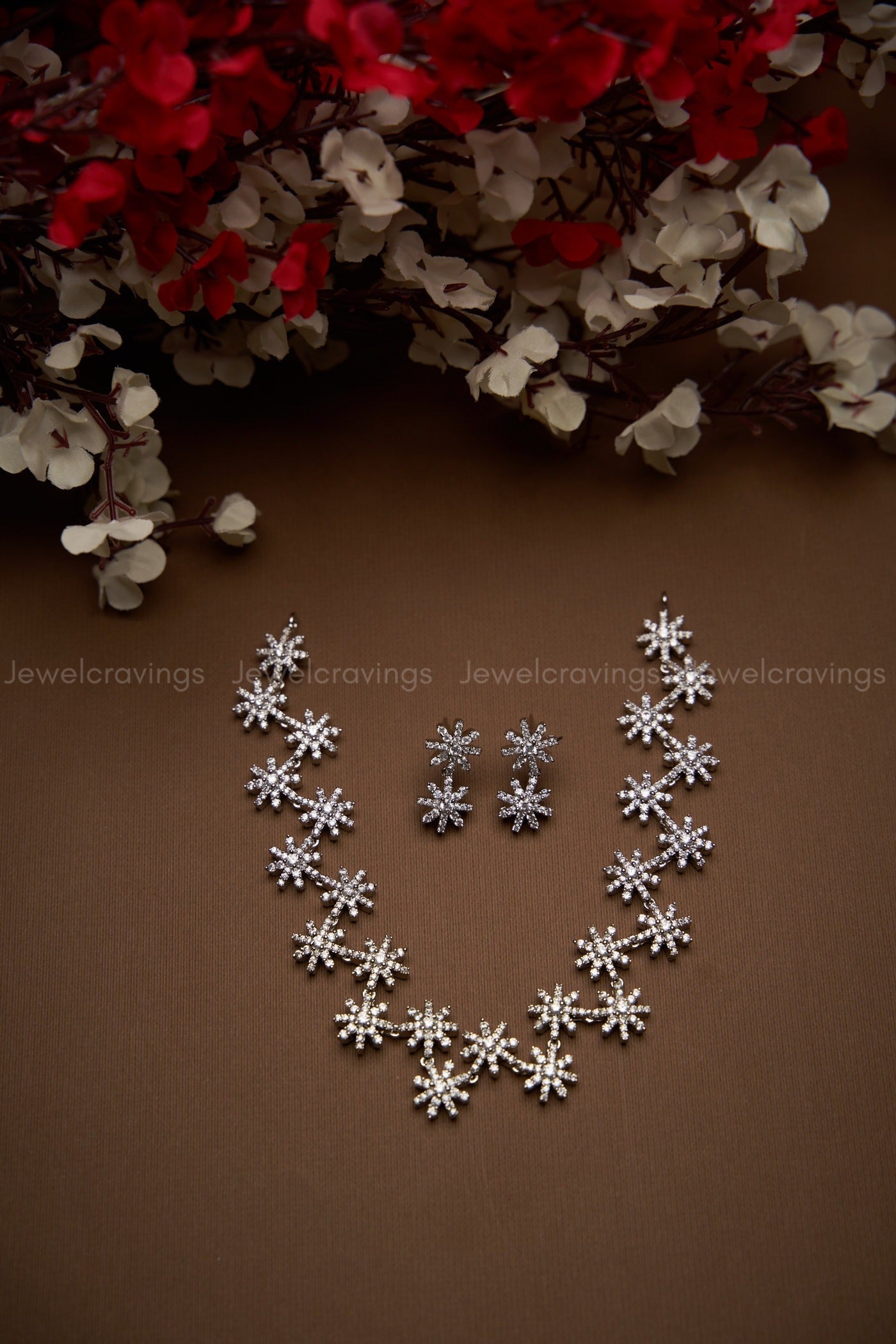 Snow Sparkers Necklace with Earrings